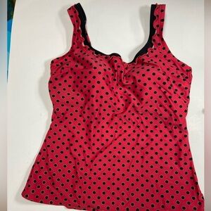 Liz Claiborne Tankini Top Red w/ Black Bottoms